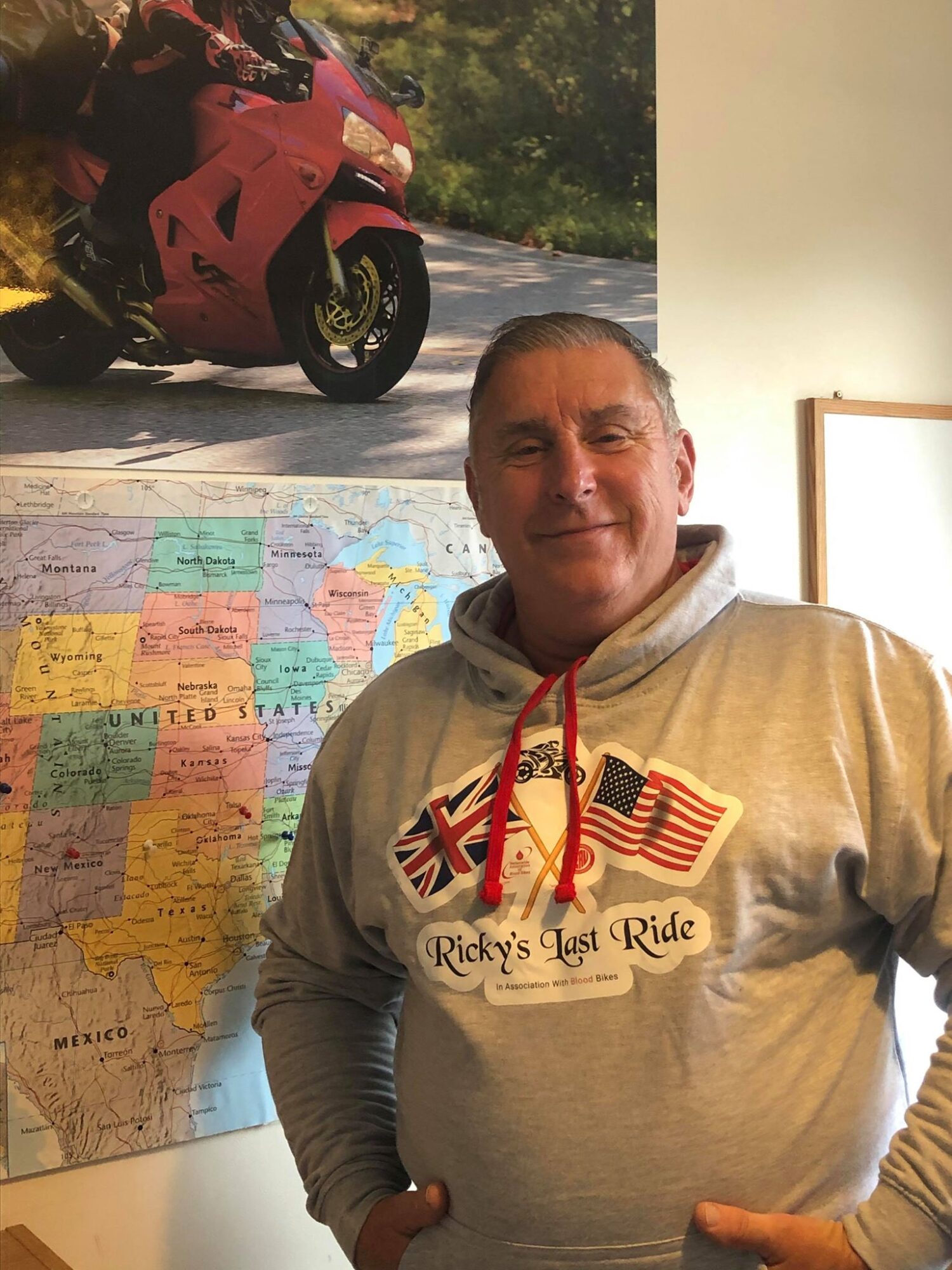 Ricky's Last Ride Hoodie - Grey and Red - USA